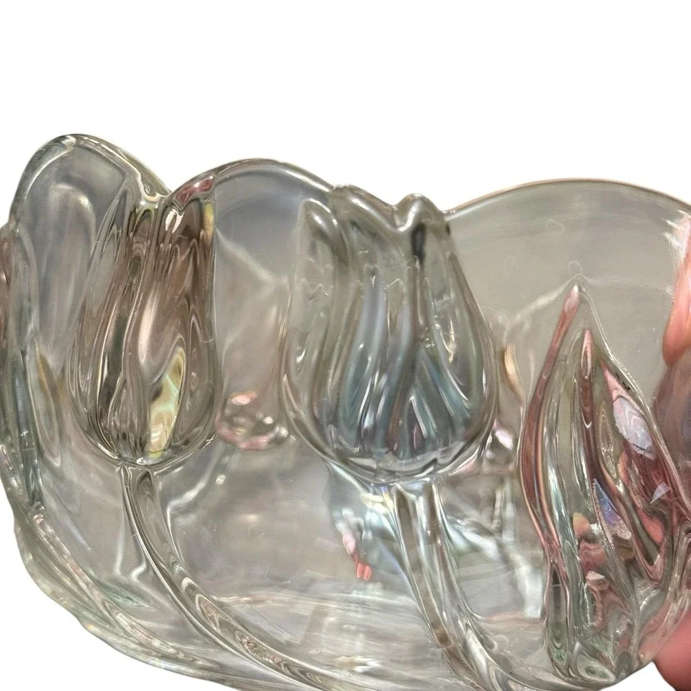 Mikasa Crystal Tivoli Tulips Frosted Crystal Glass Candy Side Bowl